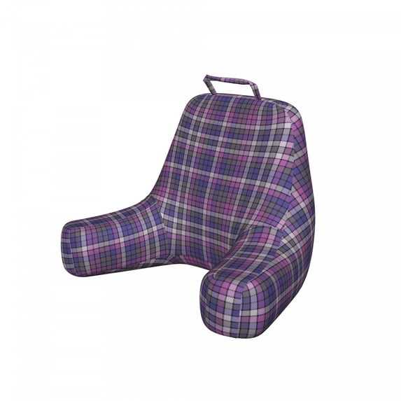 Plaid Reading Pillow Cover, Illustration of Checkered Inspired Design, Unstuffed Printed Bed Rest Case from Soft Fabric, XL Size, Violet Blue Pale Fuchsia, by Ambesonne