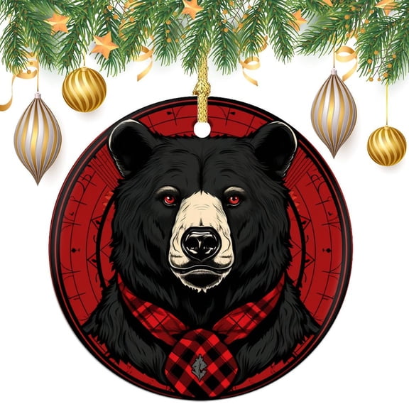 Plaid Red And Black Bear Christmas Tree Ornament Red And Black Plaid Ornaments for Christmas Tree Xmas Ornament for Family Sister Friends