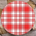 thumbnail image 1 of Plaid Red Vintage Round Fitted Tablecloth with Elastic Edge, Geometric Rustic Gingham Waterproof Table Cover, Indoor Outdoor Table Cloth for Kitchen Dinner, Outdoor, Picnic, 45''''-52'''', 1 of 6