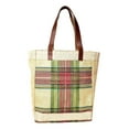 thumbnail image 1 of Plaid Reusable Grocery Tote Bag Extra Durable - Personalized Monogram or Name Available Natural/Green Burgundy, 1 of 6