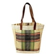 thumbnail image 1 of Plaid Reusable Grocery Tote Bag Extra Durable - Personalized Monogram or Name Available Natural/Multi Green Black, 1 of 6