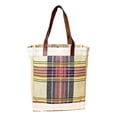 thumbnail image 1 of Plaid Reusable Grocery Tote Bag Extra Durable - Personalized Monogram or Name Available Natural/Navy Burg, 1 of 6