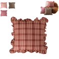 thumbnail image 1 of Plaid Ruffle Throw Pillow Cover 18" Retro Square Ruffled Throw Pillow Cover Vintage Decorative Cushion Case with Scalloped Edge Hidden Zipper for Sofa Couch Living Room, 1 of 5