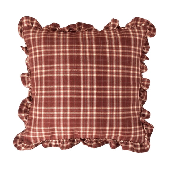 Plaid Ruffle Throw Pillow Cover Farmhouse Checkered Pillowcase Chic Vintage Square Decorative Cushion Cover for Bed Sofa Living Room, 18"x18"