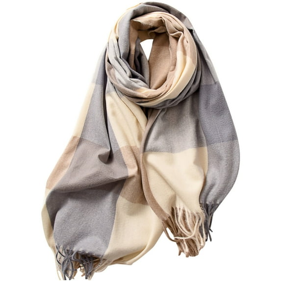 Womens Plaid Scarfs Soft Winter Long Scarves Thick Warm Lined Knit Wraps Scarf Cold Weather