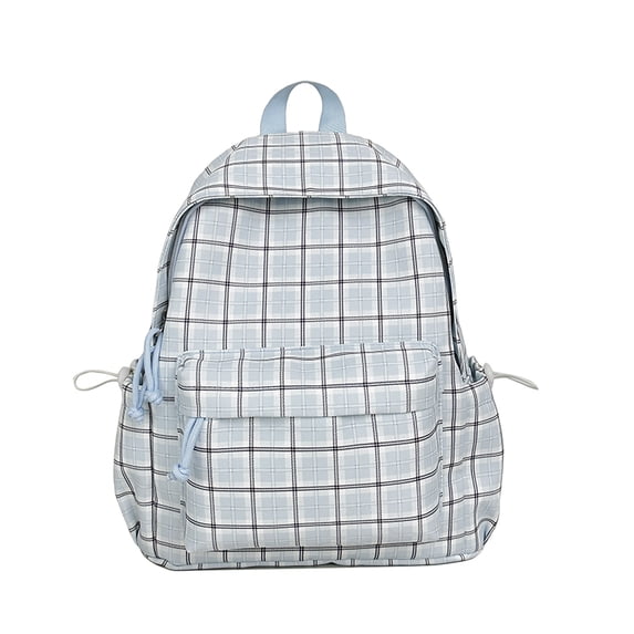 Plaid School Backpack, Spacious Backpack with Multi-pocket, Lightweight Breathable Bookbag for Middle School College, Black