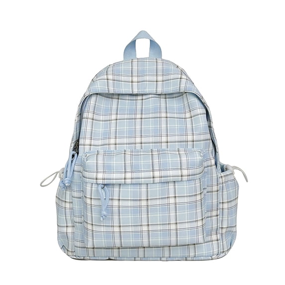Plaid School Backpack, Spacious Backpack with Multi-pocket, Lightweight Breathable Bookbag for Middle School College, Blue