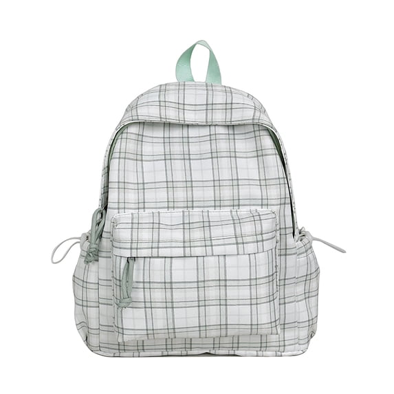 Plaid School Backpack, Spacious Backpack with Multi-pocket, Lightweight Breathable Bookbag for Middle School College, Green