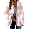 thumbnail image 1 of Plaid Shacket Jacket Women, Long Sleeve Button Fuzzy Shirts, Oversized Fleece Warm Shacket Trendy Teddy Coats Womens Water Proof Winter Coat S, 1 of 3