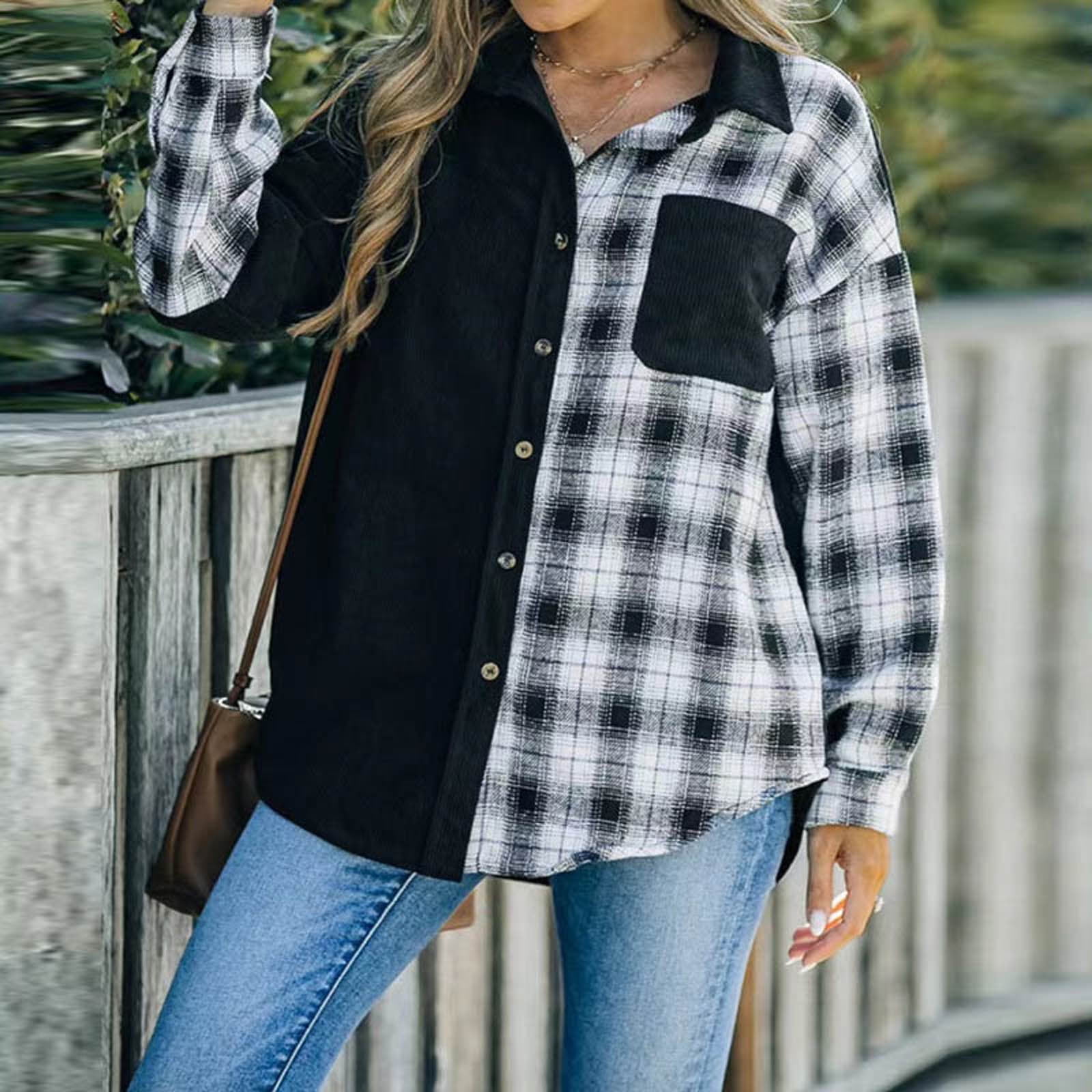 Fashion long sleeve plaid splicing best sale coat
