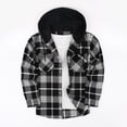 thumbnail image 1 of Plaid Shackets Jackets for Men with Pockets and Hood Button-Down Shirts Mens Casual Lightweight Long Sleeve Office Work Outerwear Coats, 1 of 3