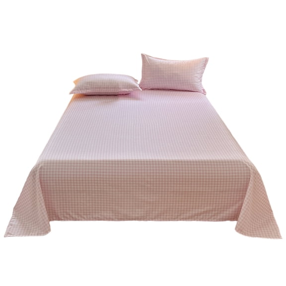 Plaid Sheets Set, 7.21x7.54 Inch Crisp & Tailored Cooling Sheets for a Smooth Cotton Percale Lightweight Feel - Matching Pillowcases, Pink