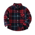 thumbnail image 1 of Plaid Shirt Boys Casual Button Down Shirts Long Sleeve School Lapel Collar Top Fall Winter Jacket Coats with Pocket, 1 of 3