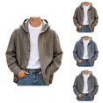 thumbnail image 1 of Plaid Shirt Jacket Men Fall Winter Long Sleeve Loose Casual Button Down Drawstring Hooded Shirt Work Shirts Outerwear, 1 of 7