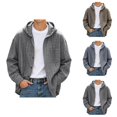 thumbnail image 1 of Plaid Shirt Jacket Men Fall Winter Long Sleeve Loose Casual Button Down Drawstring Hooded Shirt Work Shirts Outerwear, 1 of 9