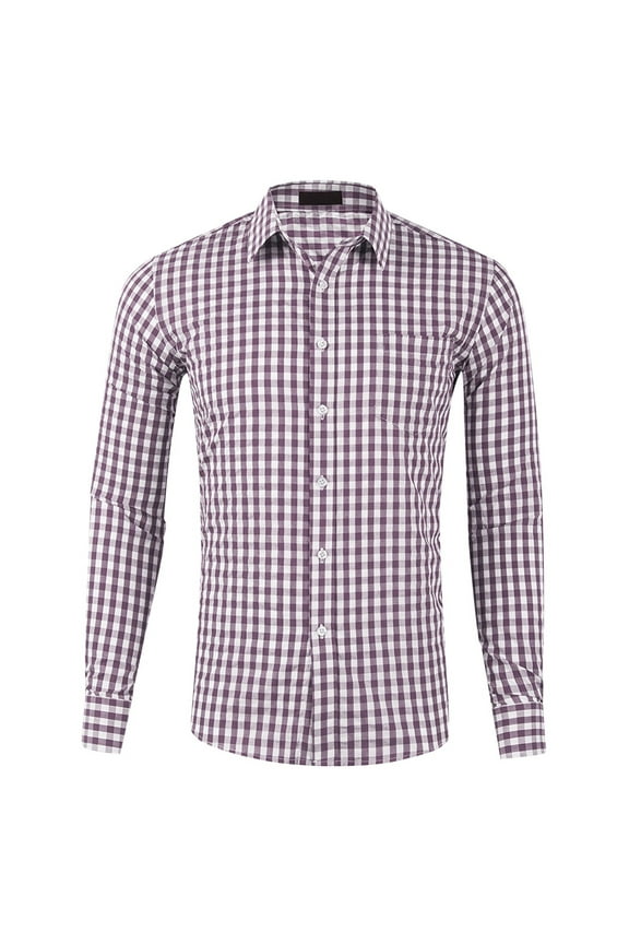 Plaid Shirt Men Long Sleeve Fashion Casual Regular Fit Collar Plaid Shirt Comfor Lightweight Fall Flannel Classic Basic Tops With Pocket Coffee L