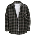 thumbnail image 1 of Plaid Shirt Men Long Sleeve Shirt Button Turn Down Collar Loose Fit Casual Shirt Jacket Spring Black L, 1 of 3