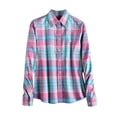 thumbnail image 1 of Plaid Shirt Women Relax Fit Casual Long Sleeve Tartan T Shirt Fall Lightweight Work Lattice Tops Fashion Check Blouse, 1 of 5
