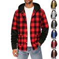 thumbnail image 1 of Plaid Shirt for Men Dqueduo Men's Flannel Plaid Long Sleeve Button Down Turn-Down Collar Brushed Lightweight Checkered Shirt Jacket Red L, 1 of 6