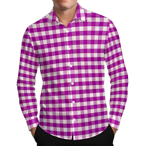 Plaid Shirt for Men Long Sleeve Button Down Shirt Men Casual Fall Winter Tropical Beach Shirts Men Hawaii Party Blouse