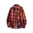 thumbnail image 1 of Plaid Shirts For Men Lapel Button Down Long Sleeve Cardigan Casual Lightweight Loose Fit Base Blouse With Flat Pocket (XXL, Blue), 1 of 3