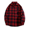 thumbnail image 1 of Plaid Shirts Men Casual Oversize Long Sleeve Button Down Lapel Trendy Shirt Comfortable Loose Jackets for Men Red XXL, 1 of 4