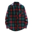 thumbnail image 1 of Plaid Shirts Men Casual Trendy Baggy Long Sleeve Button Down Lapel Shirt Loose formal Fall Breathable Lightweight Mens Jacket Green 40, 1 of 5