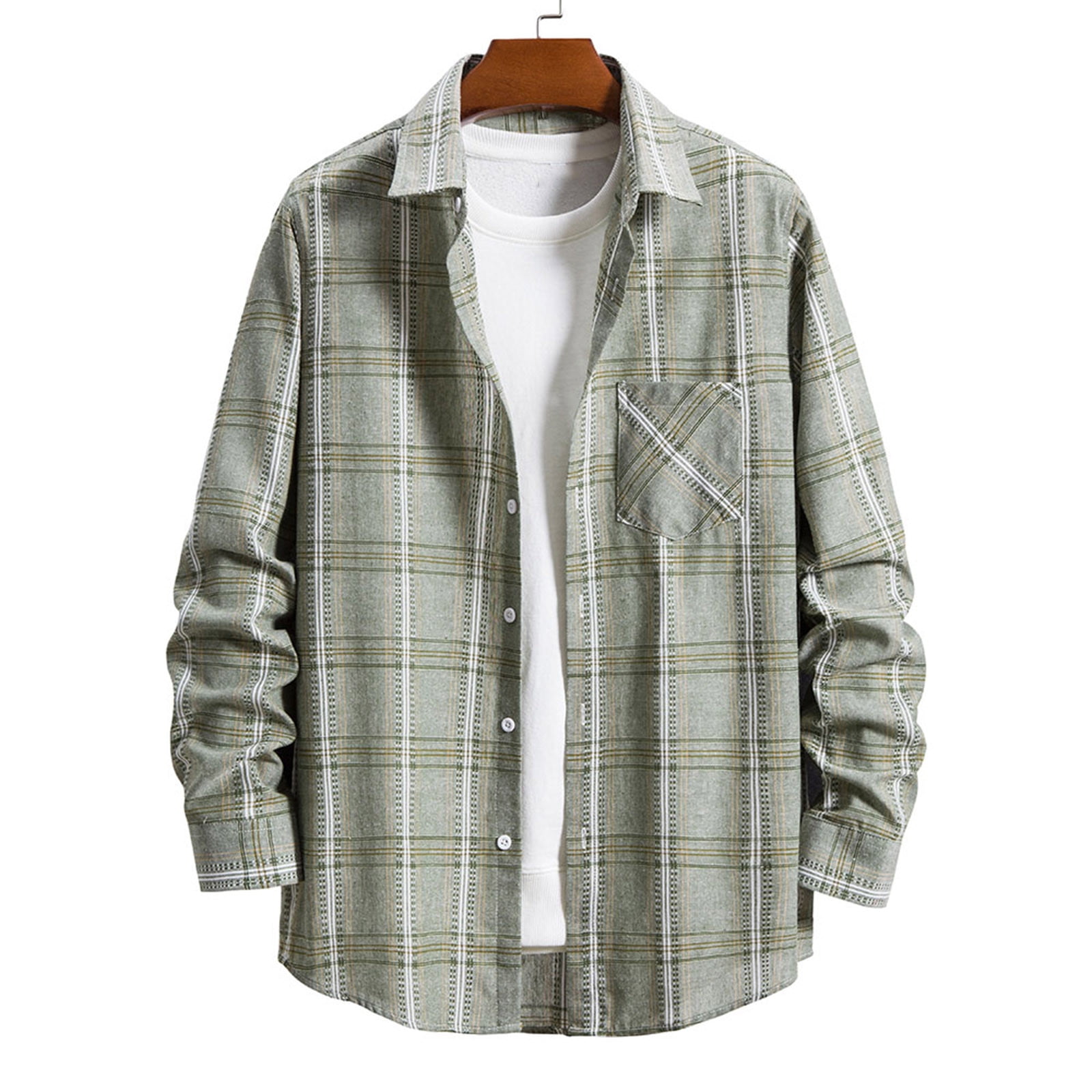 Men's Plaid Button Up Long Sleeve Shirt