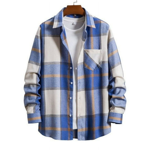 Plaid Shirts for Men Clearance Sale,Mens Plaid Shirt Big and Tall,Plaid Shirts,Flannel Plaid Shirt for Men Regular Fit Button Down Shirts Long Sleeve Casual Button Up Plaid Shirts Tops