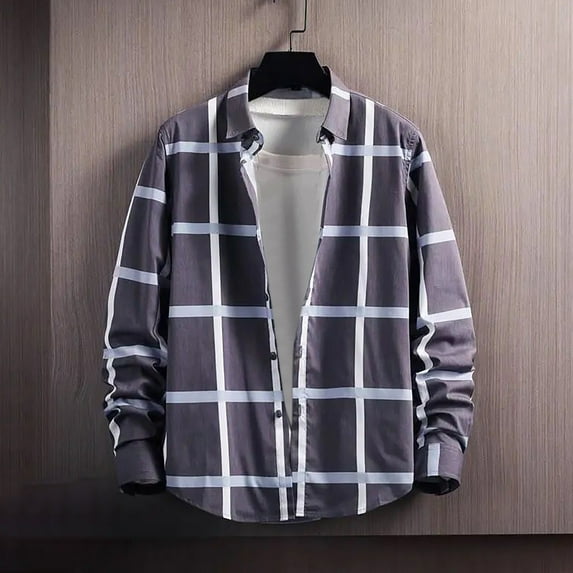 Plaid Shirts for Men Clearance Sale,Mens Plaid Shirt Big and Tall,Plaid Shirts,Flannel Plaid Shirt for Men Regular Fit Button Down Shirts Long Sleeve Casual Button Up Plaid Shirts Tops
