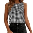 thumbnail image 1 of Plaid Shirts For Women Solid Color Work Blouses Sleeveless Tops For Women Spring Tank Top Beach Outfits For Women Cute Simple Tops Short Sleeve Top For Women Causal Top Dressy Tanks, 1 of 8