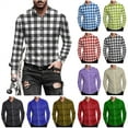 thumbnail image 1 of BiZtdJrK Plaid Shirts for Men Casual Button Down Lapel Regular Fit Work Tops Long Sleeve Hawaiian Shirt, Gray, XL, 1 of 9