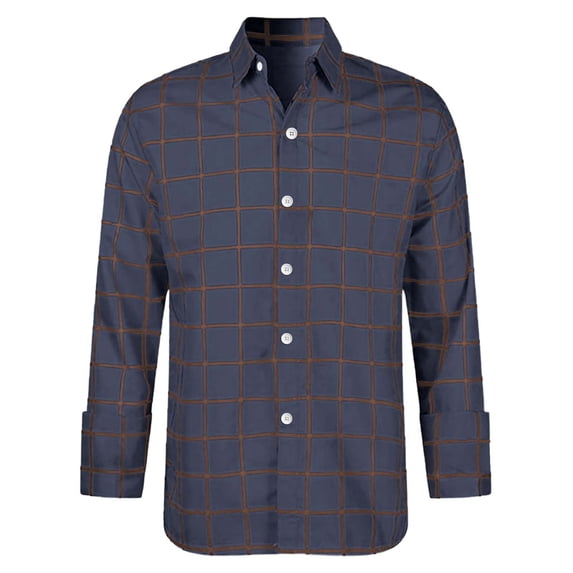 Plaid Shirts for Men Long Sleeve Shirt Casual Slim Fit Button Turn Down Collar Shirt Spring Fall Dark Purple L