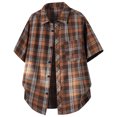 thumbnail image 1 of Plaid Shirts for Men Short Sleeve, Button Down Shirt Casual Tops, Coffee, 1 of 8