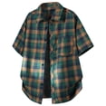 thumbnail image 1 of Plaid Shirts for Men Short Sleeve, Button Down Shirt Casual Tops, Green, 1 of 4