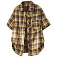 thumbnail image 1 of Plaid Shirts for Men Short Sleeve, Button Down Shirt Casual Tops, Yellow, 1 of 4