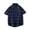 thumbnail image 1 of Plaid Shirts for Men Short Sleeve, Casual Tops Button Down Shirt, Blue, 1 of 7