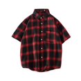 thumbnail image 1 of Plaid Shirts for Men Short Sleeve, Casual Tops Button Down Shirt, Red, 1 of 7