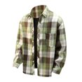 thumbnail image 1 of Plaid Shirts for Men Staple Long Sleeve Shirt Button Turn Down Collar Casual Lightweight Shirt Green L, 1 of 4
