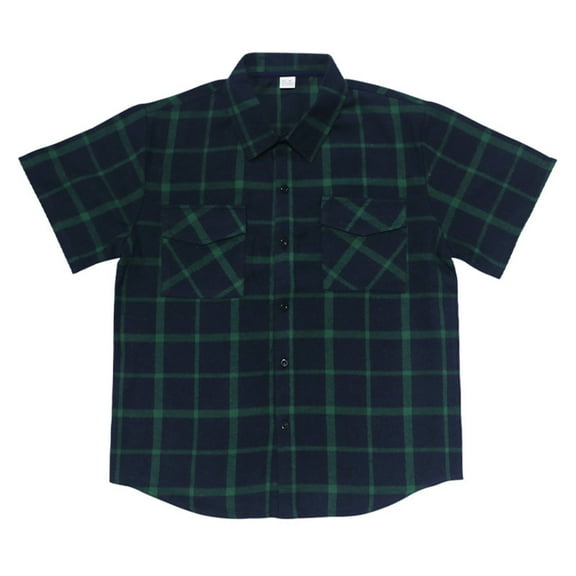 Plaid Shirts for Men Vintgage Short Sleeve Button Down Shirt Casual Formal Business Gingham Shirts with Pockets