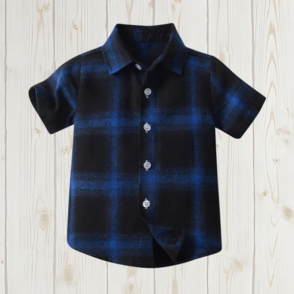 Plaid Shirts for Toddlers Boys 1-8 Years Short Sleeve Button-Down Tshirts Shirt Kids Casual Collared Comfort Going-Out Tees Tops Summer