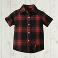 thumbnail image 1 of Plaid Shirts for Toddlers Boys 1-8 Years Short Sleeve Button-Down Tshirts Shirt Kids Casual Collared Comfort Going-Out Tees Tops Summer, 1 of 5