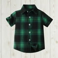 thumbnail image 1 of Plaid Shirts for Toddlers Boys 1-8 Years Short Sleeve Button-Down Tshirts Shirt Kids Casual Collared Comfort Going-Out Tees Tops Summer, 1 of 5