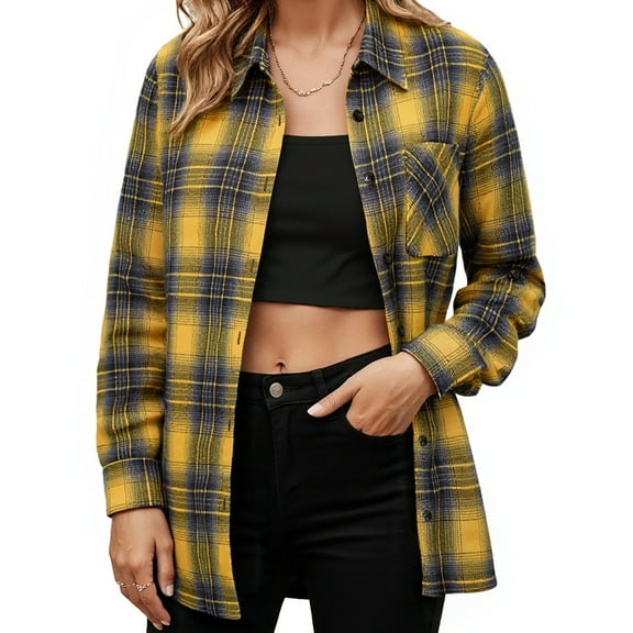 Plaid Shirts for Women Casual Flannel Long Sleeve Button Down Shirt