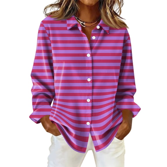 Plaid Shirts for Women Casual Long Sleeve Shirt Fall Winter Button Down Pullover Lightweight Tops Holiday Outfits Hot Pink M