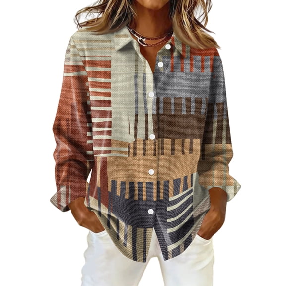 Plaid Shirts for Women Casual Long Sleeve Shirt Fall Winter Button Down Pullover Lightweight Tops Holiday Outfits Khaki S