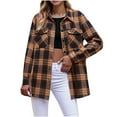 thumbnail image 1 of Plaid Shirts for Women Dressy Long Sleeve Casual Lightweight Shacket Fashion Fall Shirts with Pockets Brown S, 1 of 6