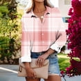 thumbnail image 1 of Plaid Shirts for Women Cotton Work Shirts Womens Tshirt Top Summer Casual Loose Fit Blouse Tunic Button V Neck Long Sleeve Top Red M, 1 of 6