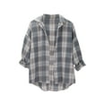 thumbnail image 1 of Plaid Shirts for Women, Yigetop Spring and Autumn Women's Checkered Shirt New Retro Style Loose Long Sleeved Shirt Coat Womens Work Tops Sky Blue M, 1 of 9