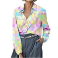 thumbnail image 1 of Plaid Shirts for Women&nbsp; Button Down Print Elegant Lapel Casual Long Sleeve Shirt, 1 of 5
